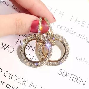 New 18k gold plated diamond earrings